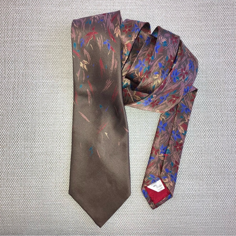 Vintage Polifroni Milano silk tie, brown, red & blue ombre